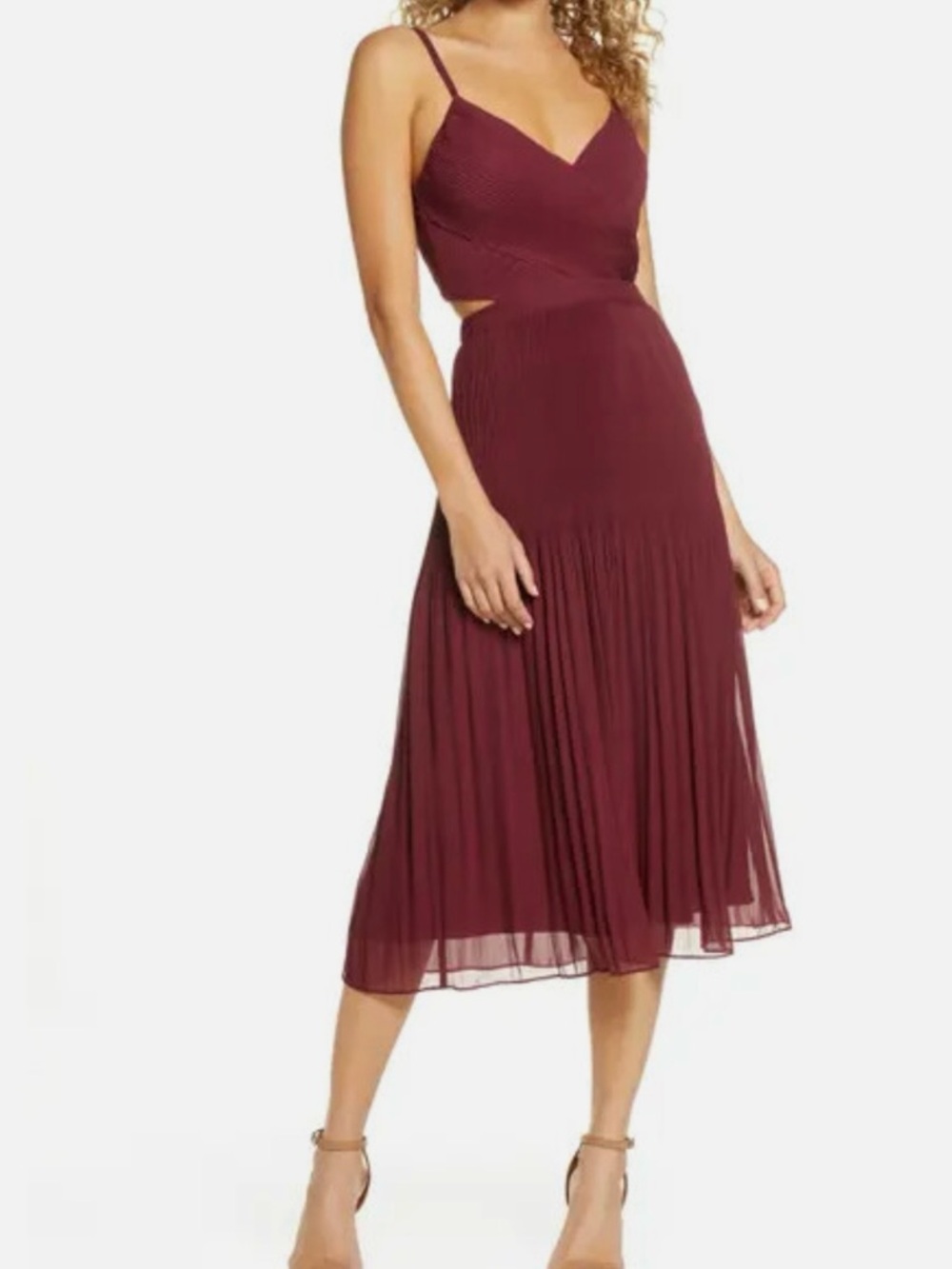 ALI & JAY Maroon Spaghetti-Strap Midi Dress